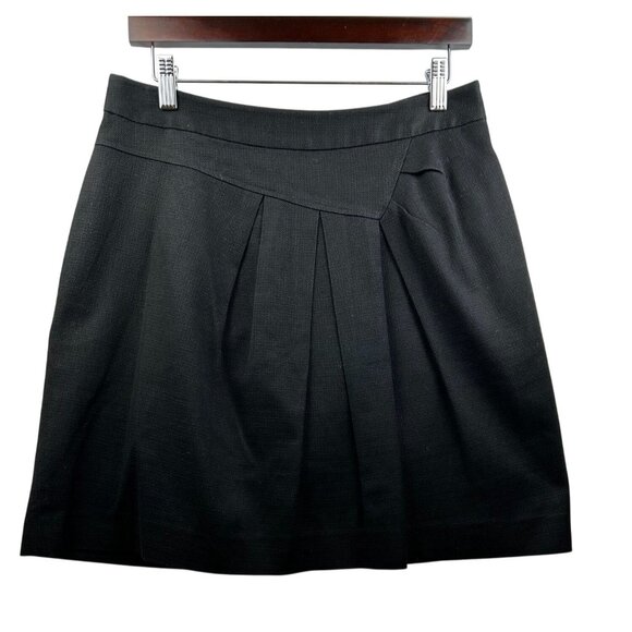 Tabitha Anthropologie Black Cotton Pleated Mini Skirt Career Style Sz 8 - Picture 3 of 8